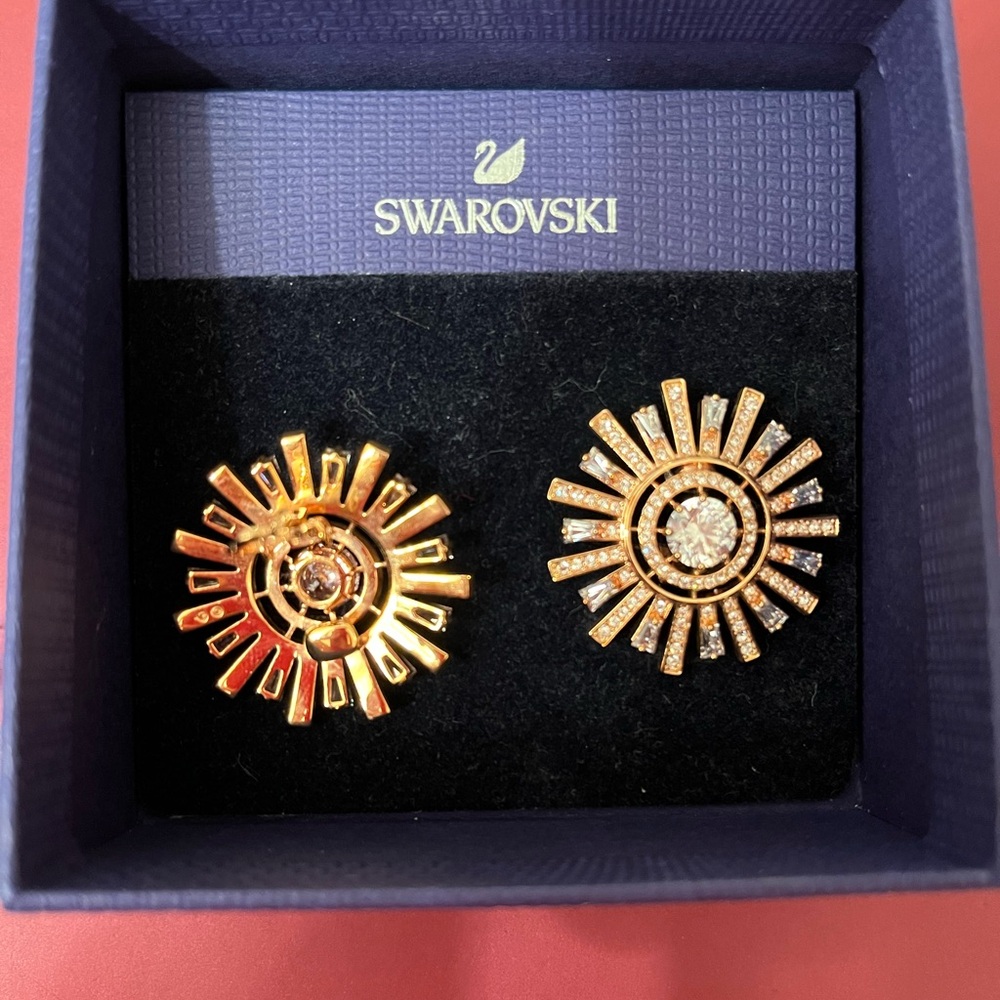 Swarovski Gold Sunburst Earrings - Picture 3 of 5